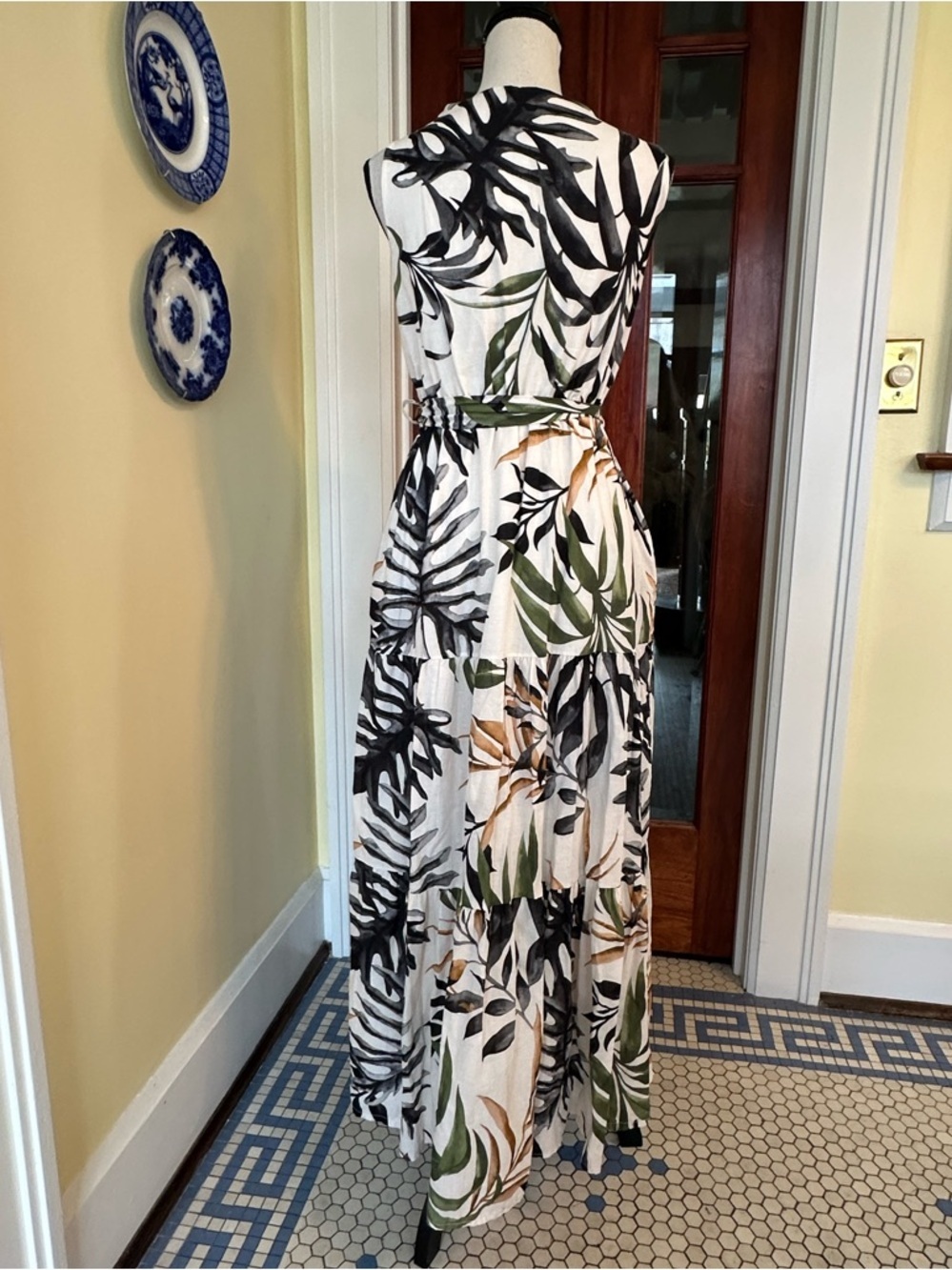 Civico 51 | Tropical Tiered Belted Maxi Dress - Made in Italy, Sz XL, NWT - Picture 3 of 16